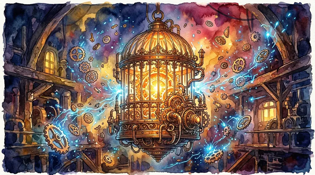 Illustration of the Clockwork Aviary Core